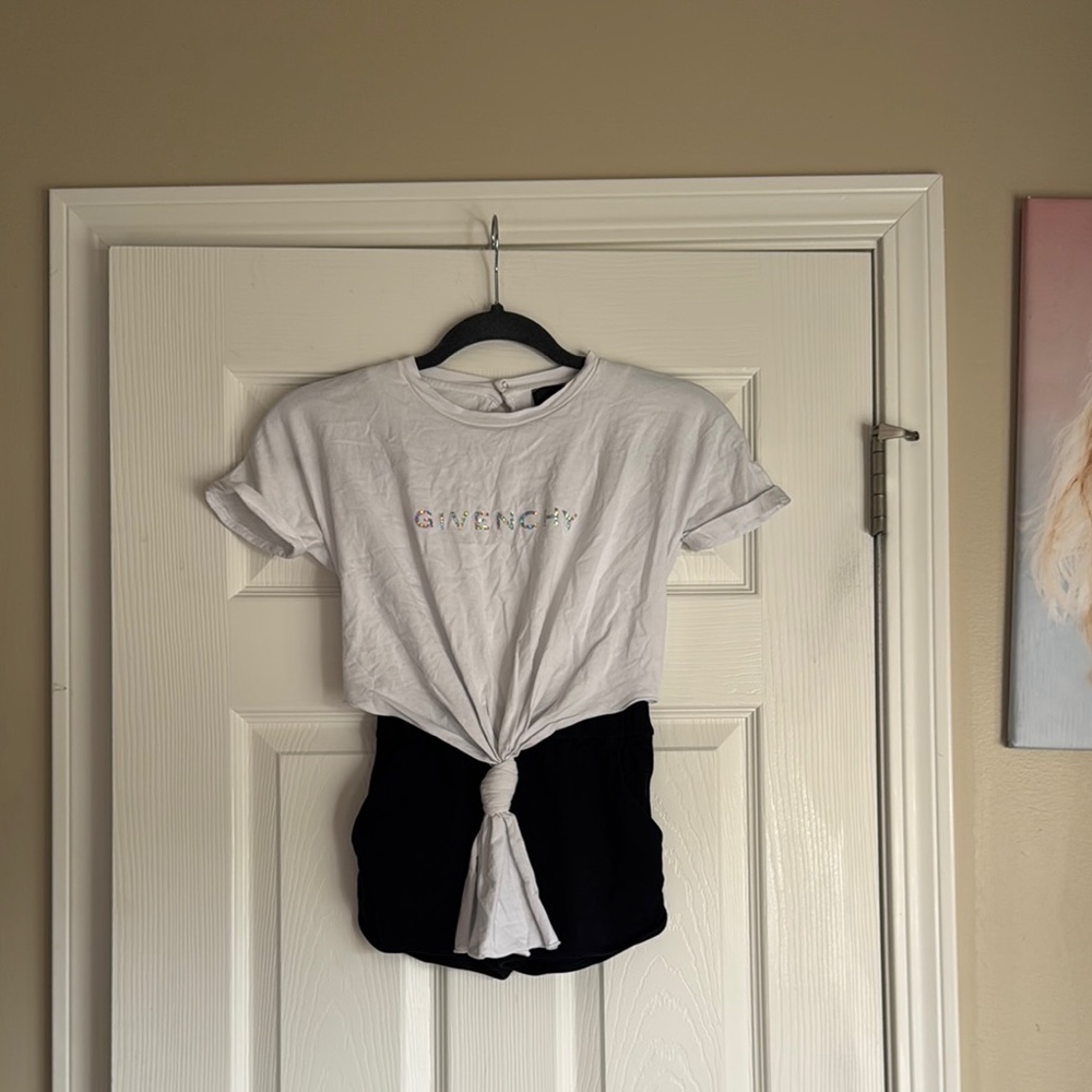 Givenchy White T-Shirt with Iridescent Logo